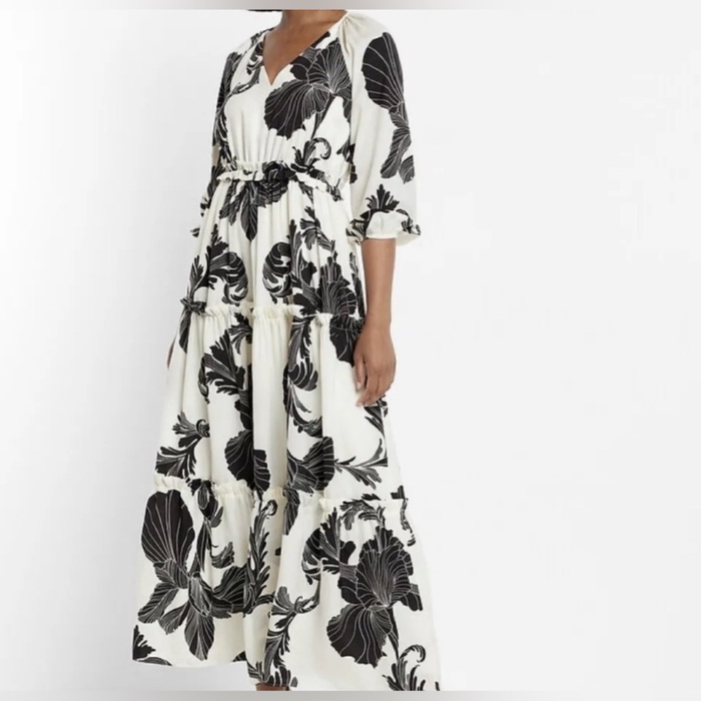 Express Black and White Floral Maxi Dress